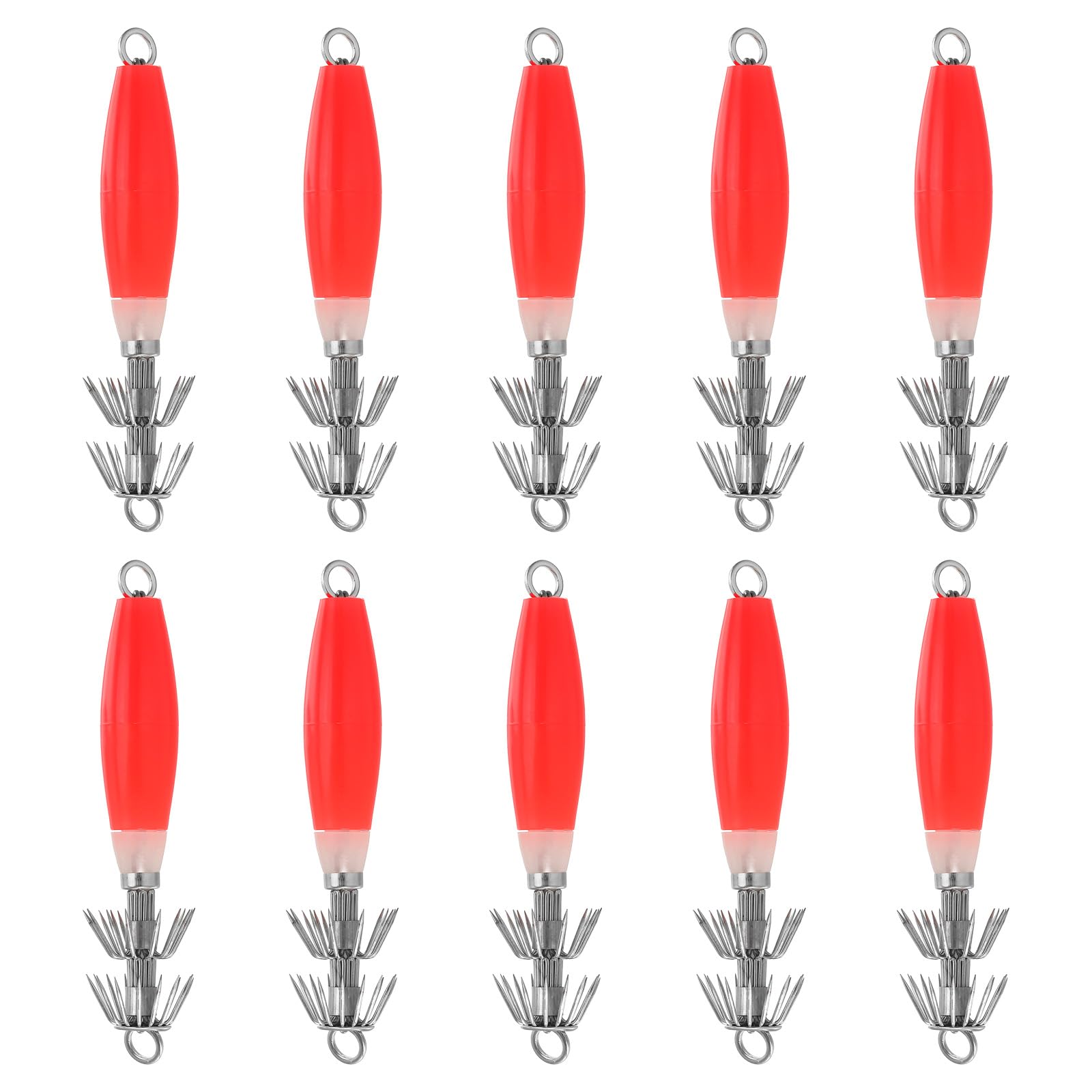 PATIKIL Luminous Squid Jig Hooks, 10 Pcs Cuttlefish Sleeve Fishing Lures Bait Jig Saltwater Fishing Lures Squid Catcher Glow in Dark, Orange