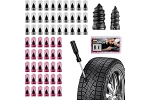 60Pcs Tire Repair Rubber Screw Kit, Dual Size (Small & Large) Rubber Nail Plugs for Car, Motorcycle, Truck, Tractor – Fast Self-Service Tool for Vacuum Tire Puncture Repair, Includes Screwdriver