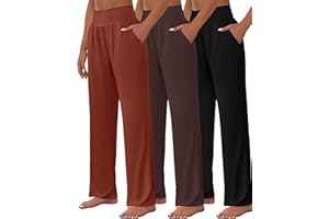 Neer 3 Pcs Women's Wide Leg Yoga Pant Comfy Loose High Waist Lounge Waist Lounge Casual Athletic Workout Joggers Apparel