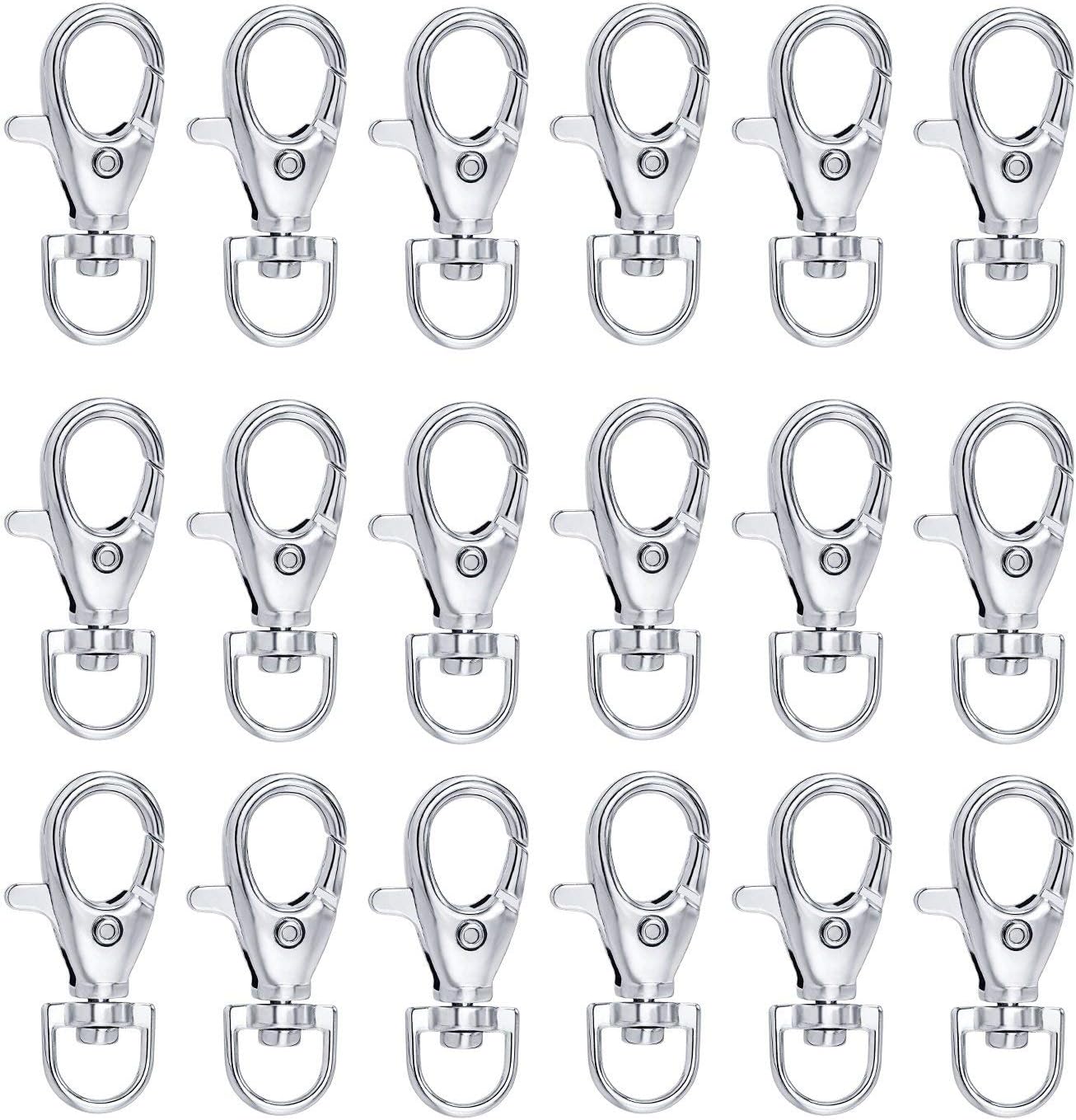 MyMagic 100 Pieces 1.42" Metal Swivel Clasps Snap,Key Chain Clip Hooks, Lobster Claw Swivel Clasps for Key Rings (Silver)