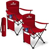 Voyager Folding Camping Chairs 2 Pack with Cooler Bag Lightweight Steel Frame