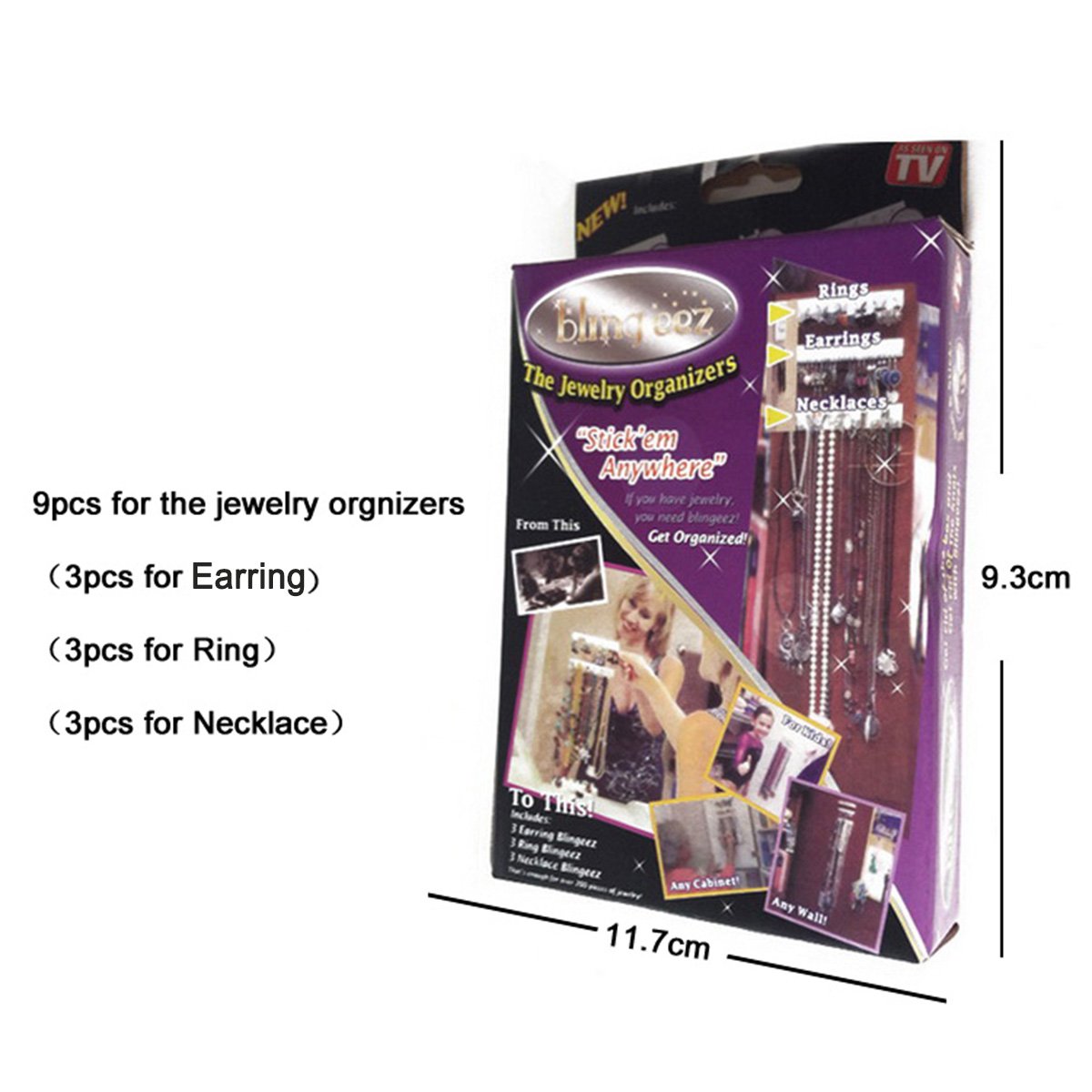 LONGQI 9 Pcs/Ensemble de Bijoux de Plastique Organiseur de Rangement Bijoux