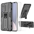 Asuwish Phone Case for Xiaomi 12 Pro 5G with Tempered Glass Screen Protector Cover and Slim Stand Hybrid Rugged Kickstand Magnetic Back Film Cell Mobile Accessories Mi 12Pro Women Men Black