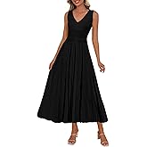 PRETTYGARDEN Summer Dresses for Women 2026 Spring Sleeveless V Neck Knit A Line Casual Midi Cocktail Wedding Guest Dress