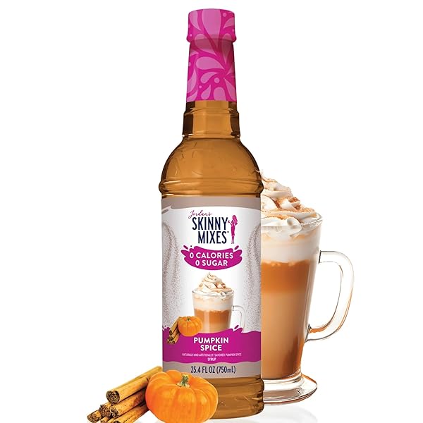 JORDAN’S SKINNY SYRUPS SUGAR FREE COFFEE SYRUP, PUMPKIN SPICE FLAVOR DRINK MIX, ZERO CALORIE FLAVORING FOR CHAI LATTE, PROTEIN SHAKE, FOOD & MORE, GLUTEN FREE, KETO FRIENDLY, 25.4 FL OZ, 1 PACK