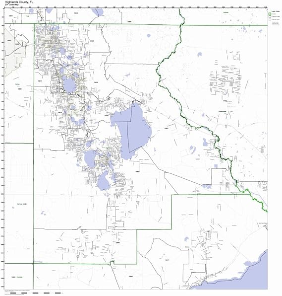 Working Maps Highlands County, Florida FL Zip Code Map Not