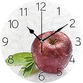 susiyo Red Apples Wall Clock Round Silent Non-Ticking [Battery Operated] Easy to Read Clocks for Home Kitchen Office Classroom Living Room Bedroom