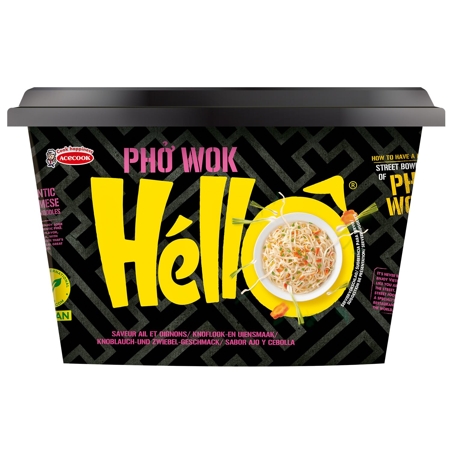 HELLO PHO WOK Instantreisnudeln, Knoblauch, Zwiebel - 1 x 76 g