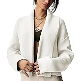 Wyeysyt Womens Cropped Cardigan Sweater Oversized Lapel Shawl Coatigan Chunky Knit Long Sleeve Sweater