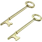 Lucky Line Skeleton Key with Flat Tip &amp; Notched Tip for Lever &amp; Warded Locks, Antique Doors &amp; Locks, 2 Pack Combo (87202)