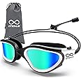 Otionus Swim Goggles, Polarized Adult Swimming Goggles Bungee Strap No Hair Pulling Anti-fog Pool Goggles for Men Women
