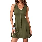 PRETTYGARDEN Sundresses for Women 2026 Casual Short Summer Dresses Sleeveless V Neck Tank A Line Spring Beach Vacation Dress