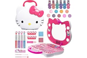 Hello Kitty Face Light-Up Makeup Vanity Set for Girls, Includes Nail, Eye and Lip Accessories, Perfect Birthday and Holiday Gift, AA Batteries Not Included, Ages 3+ by Townley Girl