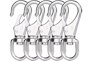 hannger Stainless Steel Swivel Hooks, 5-Pack 3.4 in Diving Clips Spring Clips Keychain Clip for Flagpole Rope, Purses, Pet Chain, Dog Leashes, Boat Anchor Rope, Bird Feeder