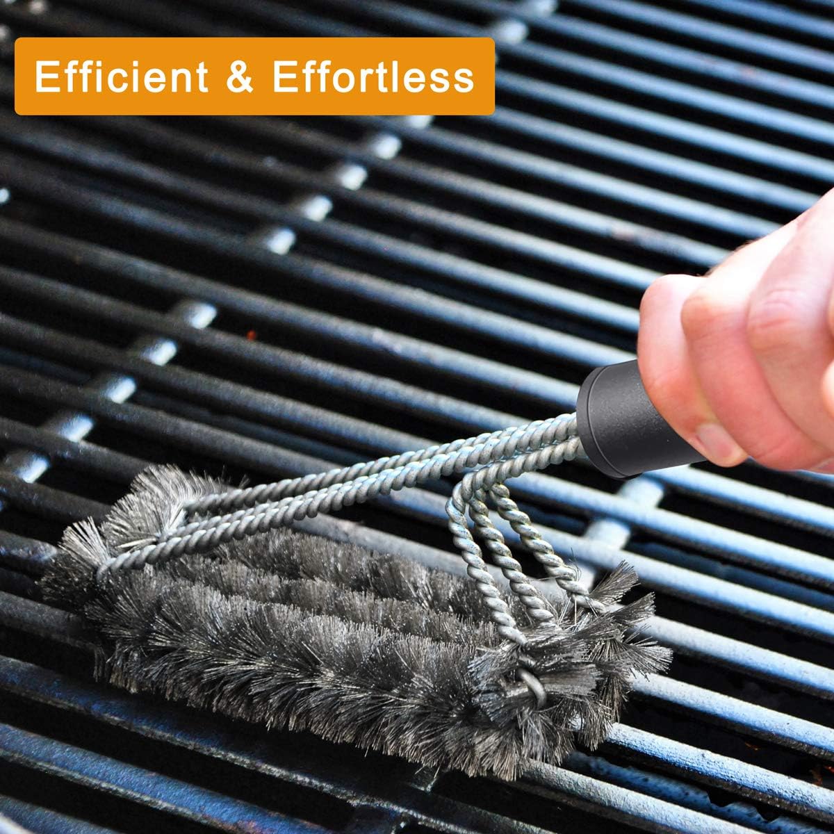 grilljoy 4PC Exclusive Grill Cleaning Kit with Extra BBQ Wire Brush Head - Heavy Duty Grill Brush and Scraper with Carrying Bag- Perfect BBQ Brush for Gas Grill Cleaning for Men Gift: Home & Kitchen