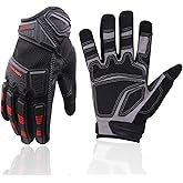 HANDLANDY Mens Work Gloves Touch screen, Utility Mechanic Gloves, Flexible Breathable Fit- Padded Knuckles & Palm