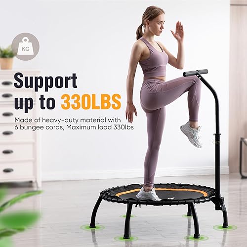 Zupapa Rebounder Trampoline for Adults with Adjustable bar Indoor