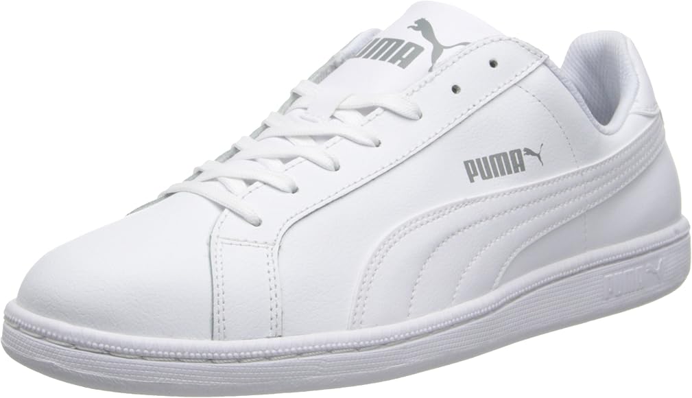 white leather puma shoes