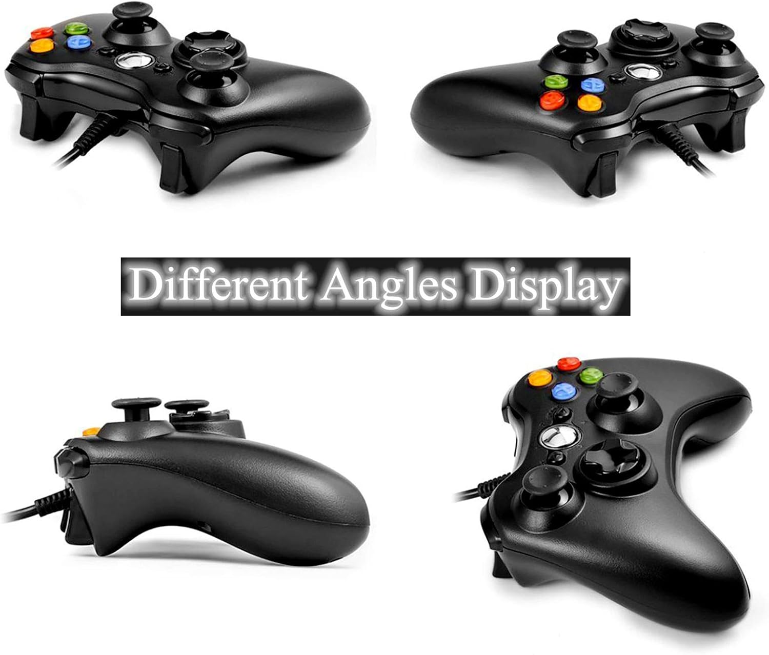 YCCSKY Xbox 360 Wired Controller, Wired Xbox 360 Game Controller USB Gamepad Joypad Joystick Controller with Dual-Vibration and Trigger Buttons for Xbox 360 Slim PC Windows 7/8/10 (Black): Computers & Accessories