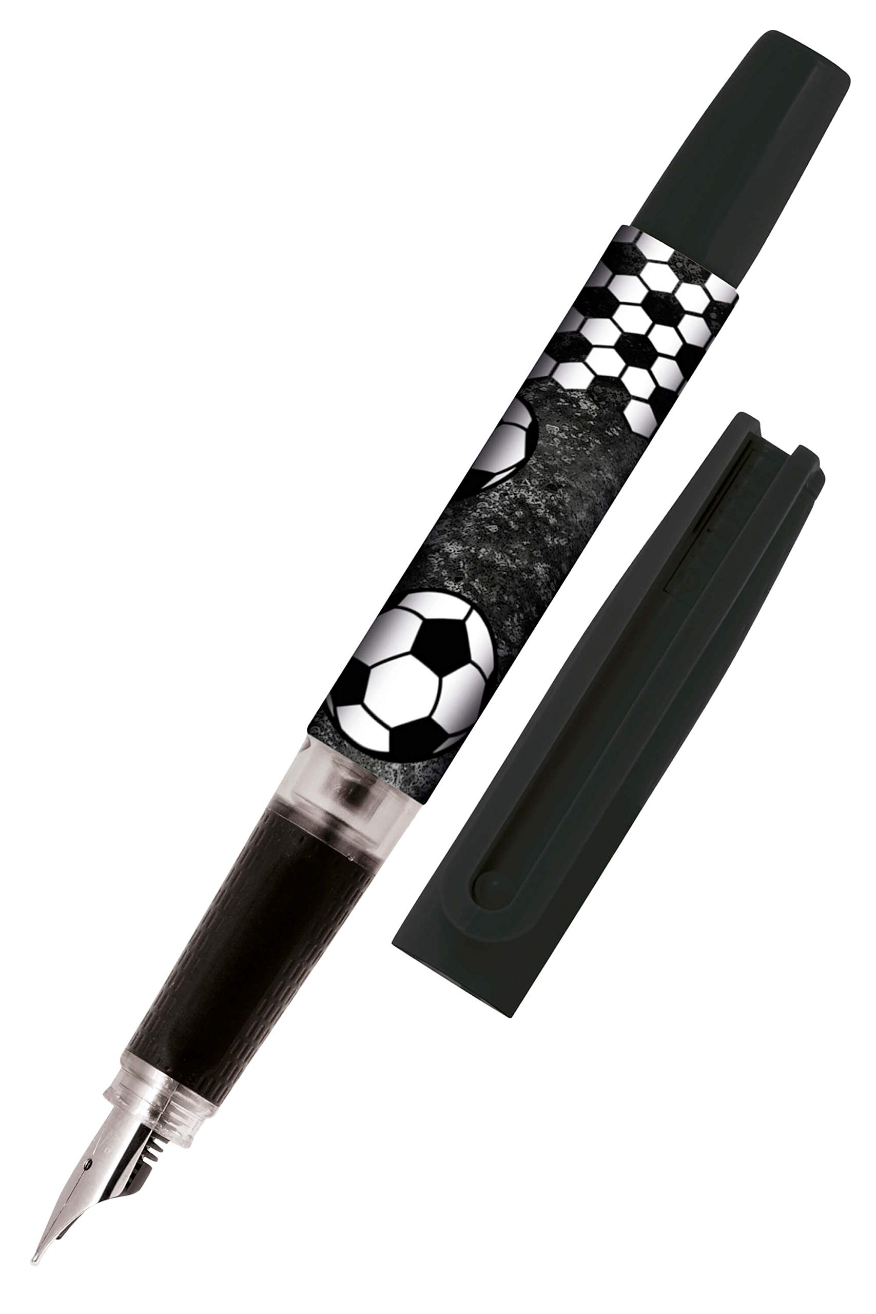 Online Learning to Write Fountain Pen with Beginner Nib A I Soccer Fountain Pen - Robust & Ergonomic I For Girls & Boys I Includes Blue Ink Cartridge I Made in Germany