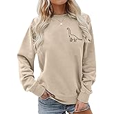 ROSEPARK Women Cute Dinosaur Graphic Funny Oversized Pullover Drop Shoulder Sweatshirts