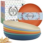 Homienly Dinner Plates, Deep Plate Set, Alternative to Plastic Plates, Microwave and Dishwasher Safe Wheat Straw Plates for Kitchen, Camping, Unbreakable Plate with 6 Colors, Set of 6 (9 Inch, Multi)