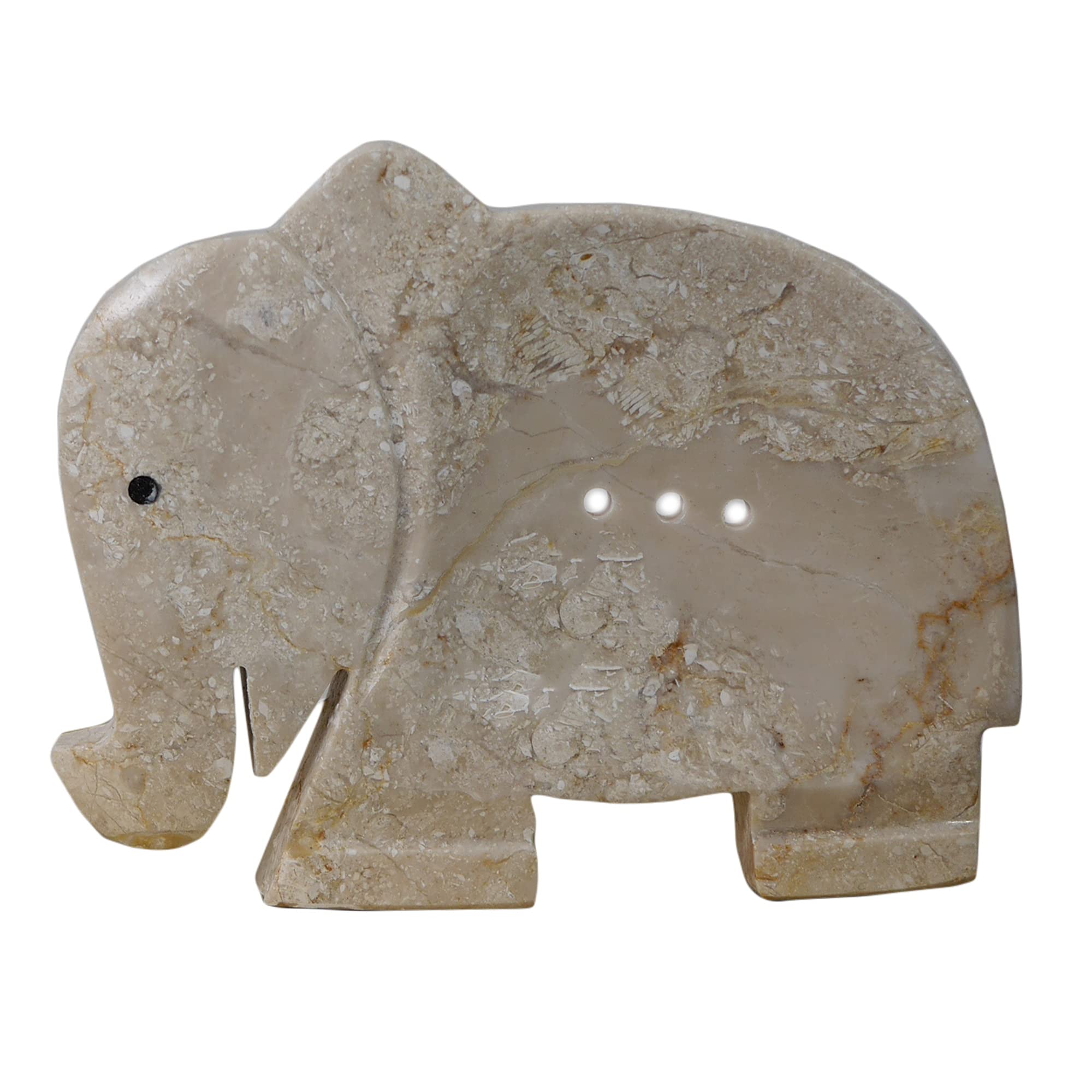 ART-CRAFT Marble Soap Dish Soap Dish Natural Marble Animal Motif Elephant for Bathroom Shower Kitchen Sink