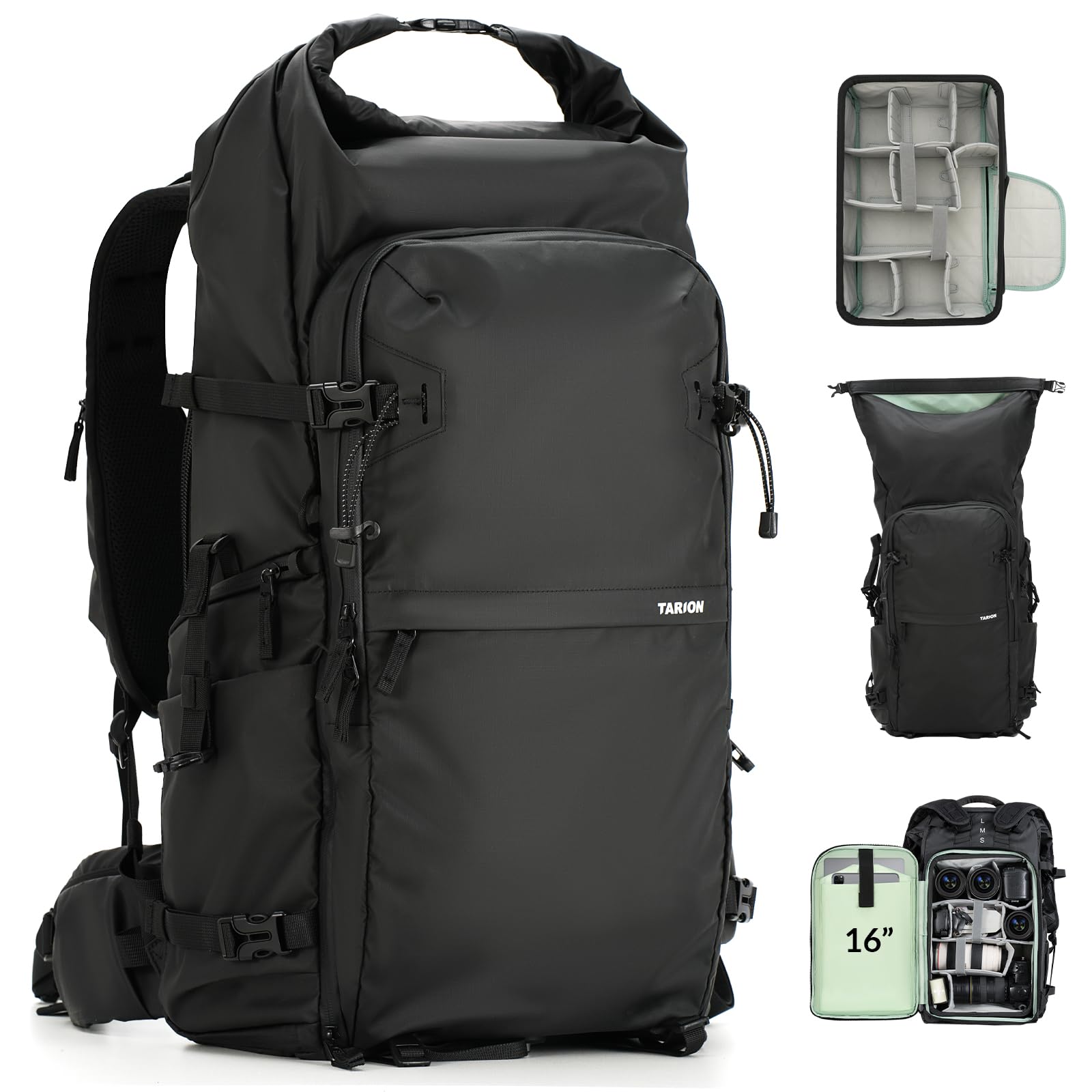 TARION Large Camera Backpack for Photographers - 35L Expandable DSLR Waterproof Camera Bag with 16" Laptop Compartment & Side Access & Adjustable Waist Strap & Rain Cover (Xprober) Image