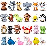 Watersay 24 Pcs 3D Silicone Focal Beads Pens Beads Bulk for Beadable Keychain DIY Crafts Necklace Bracelet Phone Chain Charms Jewelry Making (Animals C)