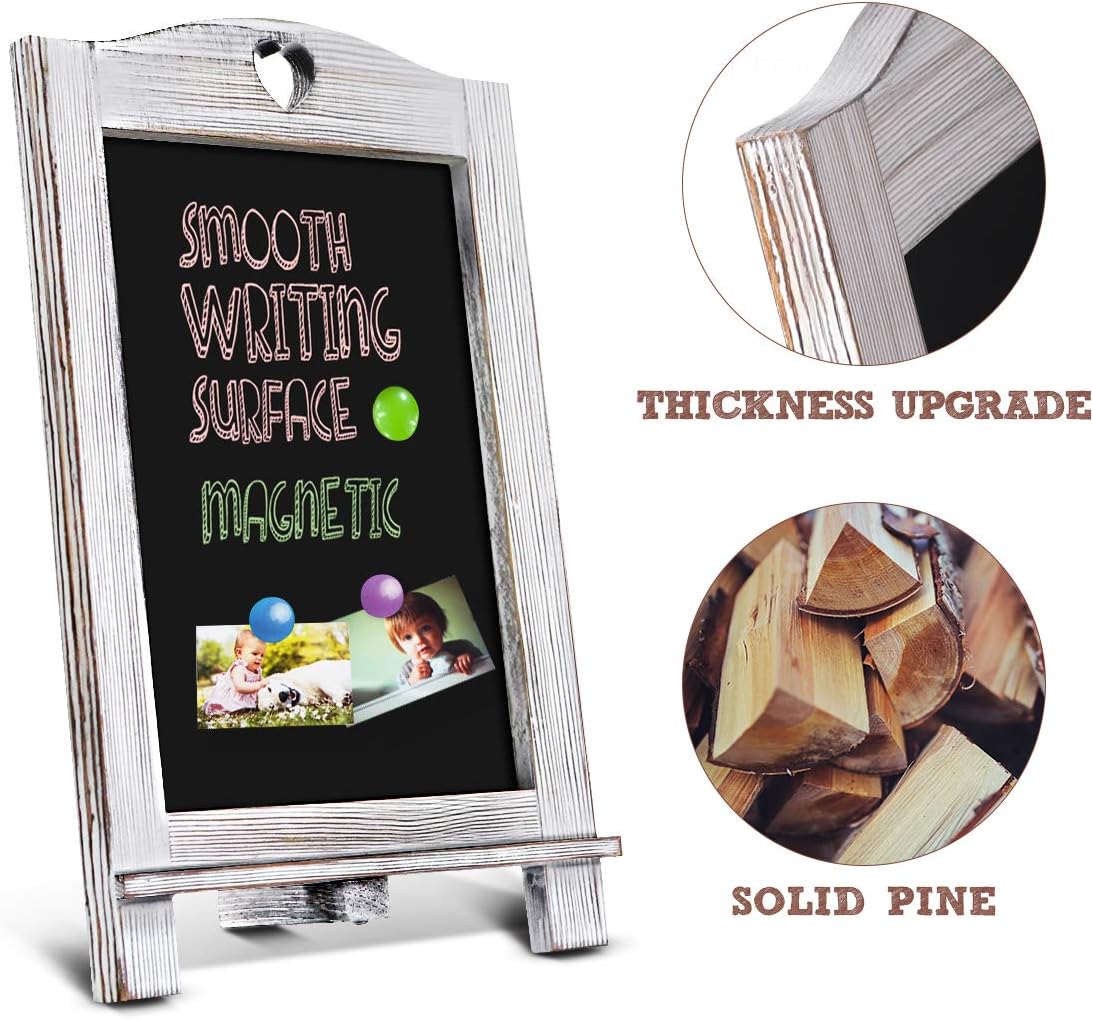 Homemaxs Chalkboard Signs Rustic Magnetic Tabletop Chalk Board 15.7 X 10 with Frame and Hanging String, Easel Countertop Memo Decor Board for Wedding, Kitchen: Office Products