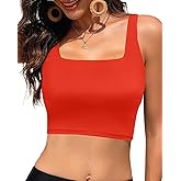 Women Sports Bra Swimsuit Top - Crop Bikini Top Only Modest Bathing Suit 2025 Square Neck Swimwear
