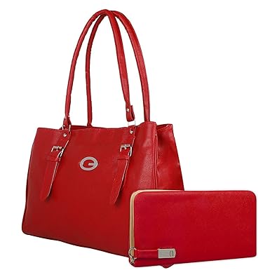 Glory Fashion Womens And Girls Stylish Pu Handbag And Wallet Clutch Combo(Red)