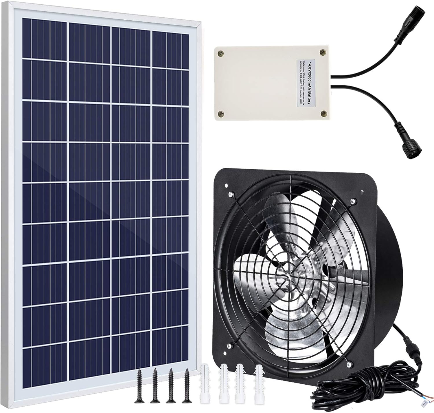 ECOWORTHY Solar Powered Attic Fan System with 2600mAh