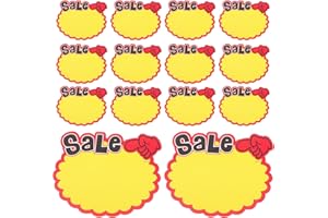 HOOWIFFY 80pcs Store Sale Tags Paper Signs with Burst Design, Advertising Labels for Supermarket Fruit,