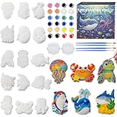 Yamgqus 24 Pcs Paint Your Own Plaster Jungle Animals Painting Kit, DIY Ceramic Arts and Crafts for Kids and Adults, Children Birthday Gift Party Event