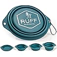 Ruff Products BarkBowl (800ml) - Collapsible Dog Bowl (Dark Teal) Premium Quality, Platinum-Cured Food Grade Silicone, No Plastic Rim, Food Safe, Large Travel Bowl