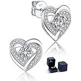 MomentWish Moissanite Earrings for Women, Gifts for Christmas, 1/2 Carat Moissanite Stud Earrings, D Color VVS1 Simulated Diamond 925 Sterling Silver Halo Earrings for Birthday Anniversary