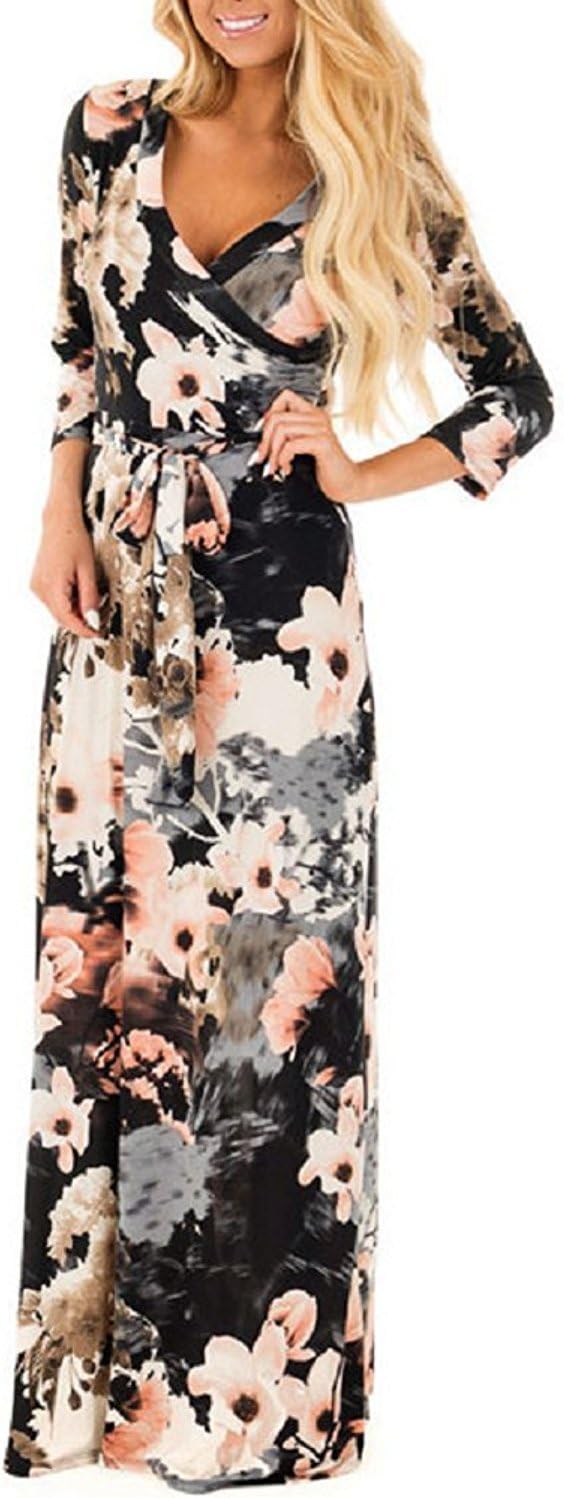 Girls' Summer Floral V-Neck Evening Dress