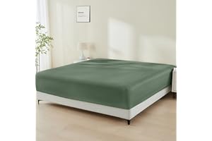GOKOTTA Fitted Sheet Only - 16 Inch Pocket Bamboo Rayon Fitted Sheet, Super Soft and Cooling Bottom Sheet with 4 Elastic Corner Straps(Green, King Size)