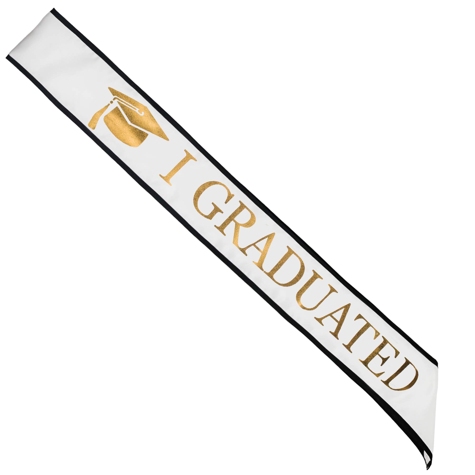 GraduatePro Graduation Sash Decoration Graduated Gift Party for Man Women Congratulations White