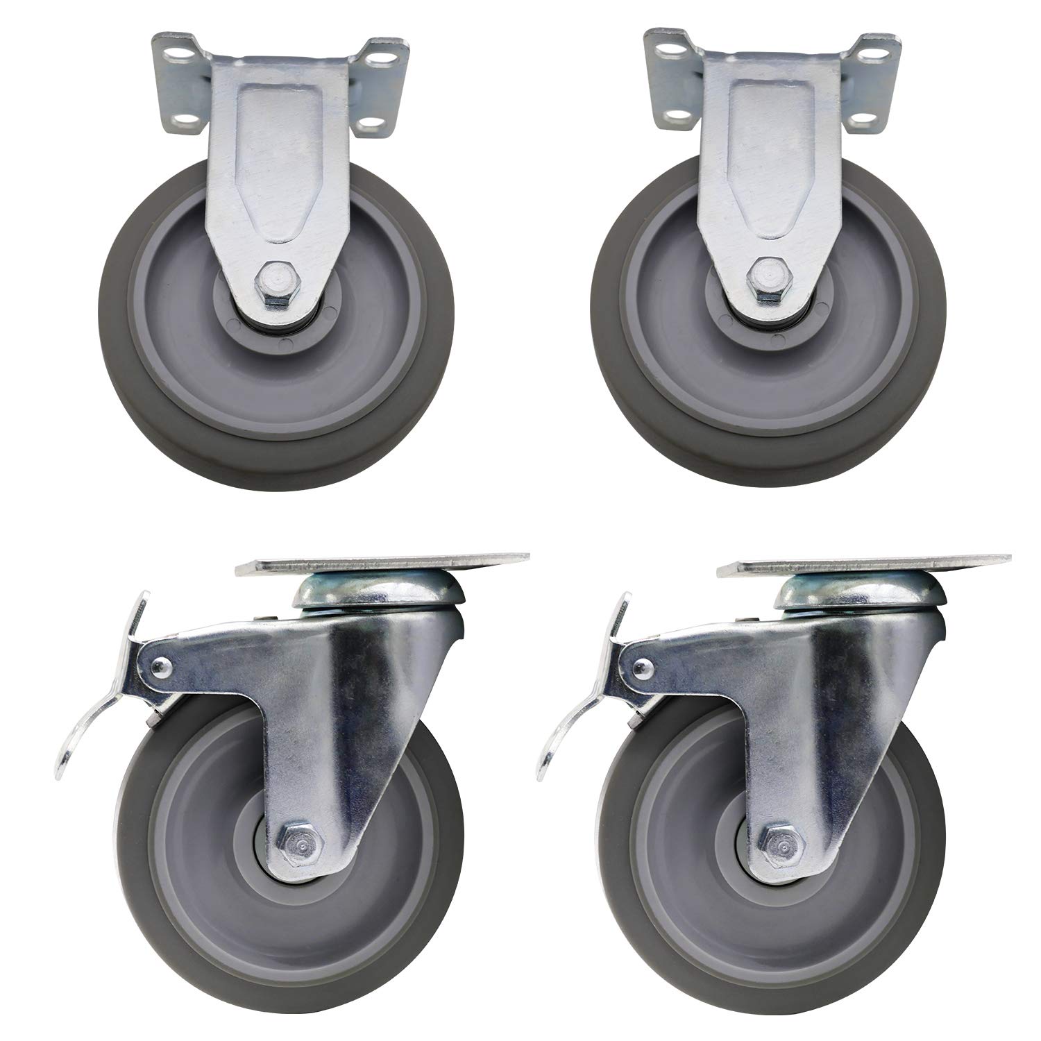 Dr.Luck 5 Inch A21 Combo Caster Set 2 Rigid & 2 Swivel w/Dual Lock