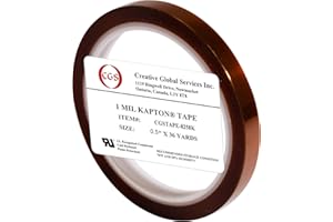 CGS TAPE CGS, 1 Mil Dupont Kapton® Tape. High Temperature Heat Tape, UL 510 Flame Retardant, Clean Removal. 0.5" x 36 Yards