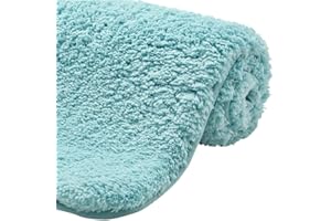 Gorilla Grip Premium Luxury Bath Rug, Absorbent, Soft, Thick Shag, Bathroom Mat Rugs, Machine Wash, Microfiber Dries Quickly, Mats for Bath Room, Shower, Bathtub and Spa Floors, 24x17, Spa Blue