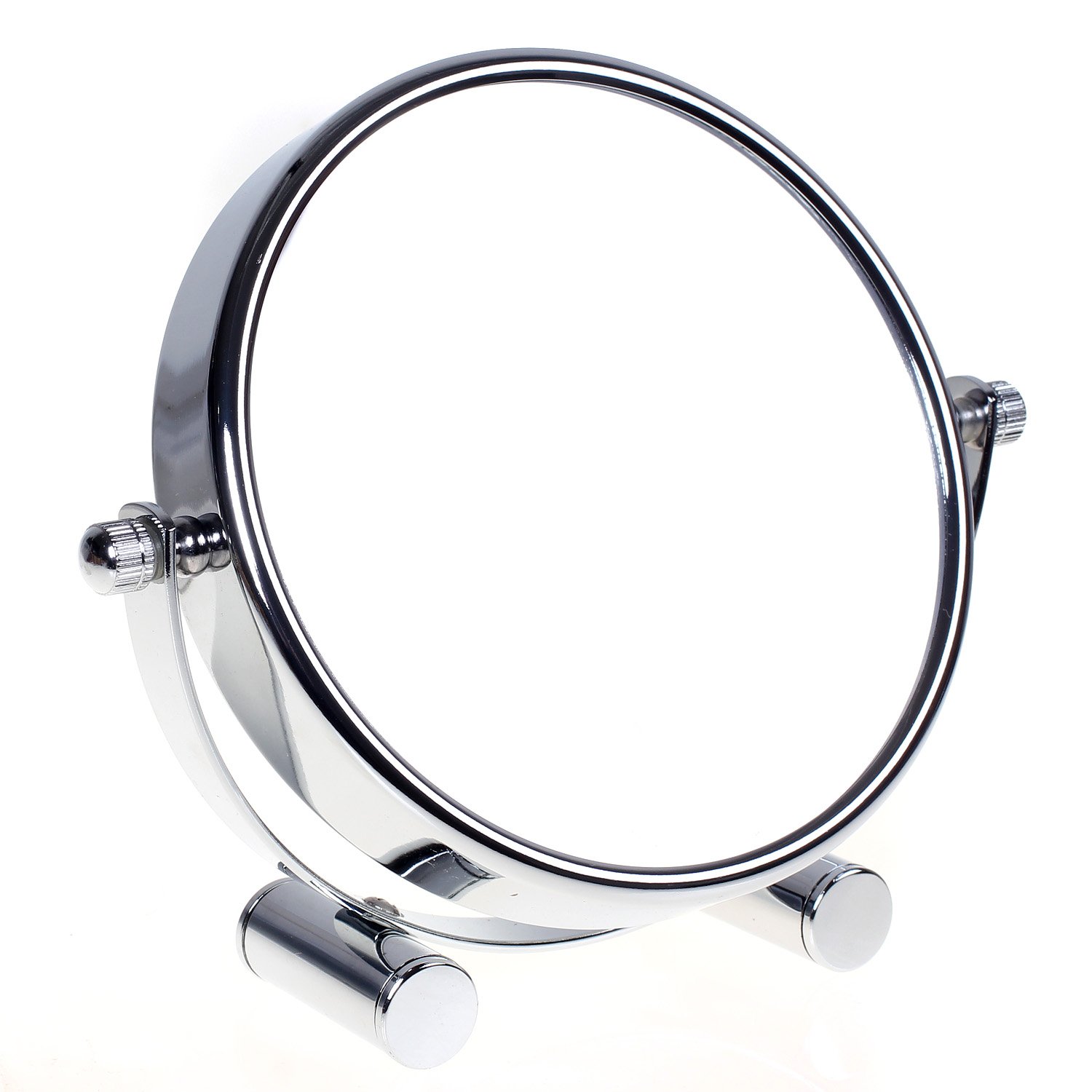 HIMRY designed cosmetic mirror, can be swivelled by 360°. Double sided: normal and 10x magnification. Free standing mirror, shaving mirror, bathroom mirror. Chromed., 6'' Durchmesser, 7-fach