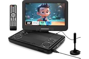 12.5" Portable TV/DVD Player Combo - 10.1" HD Swivel Screen, Digital Tuner/HDMI/USB/AV, Built-in Battery, High Volume Speaker