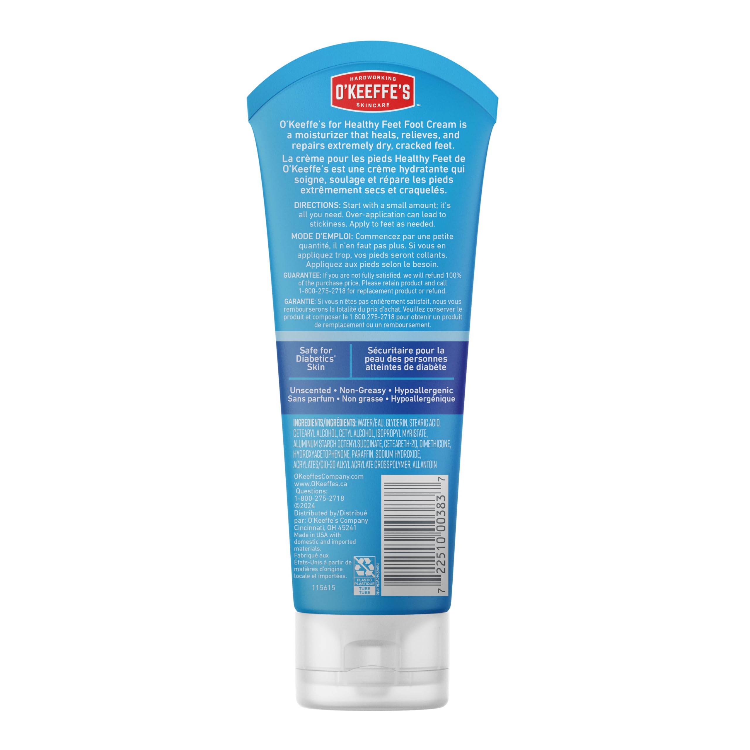 O'Keeffe's for Healthy Feet Foot Cream - 7 oz Tube (1 Pack) - Guaranteed Relief for Extremely Cracked, Dry Feet, Repairing Skincare, Instantly Boosts and Retains Moisture Levels