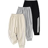 Fdqin Boys Pants 3 Piece Elastic Waist Sweatpants Kids Joggers Athletic Pants Activewear Clothes for 3-12Years