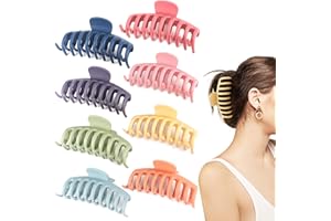 Beauty.H.C 4.3 Inch Large Hair Claw Clips for Thin Thick Curly Hair Big Matte Hairclips Banana Strong Hold Jaw Clip Fashion Hair Accessories for Women and Girls (Nonslip, 8PCS)