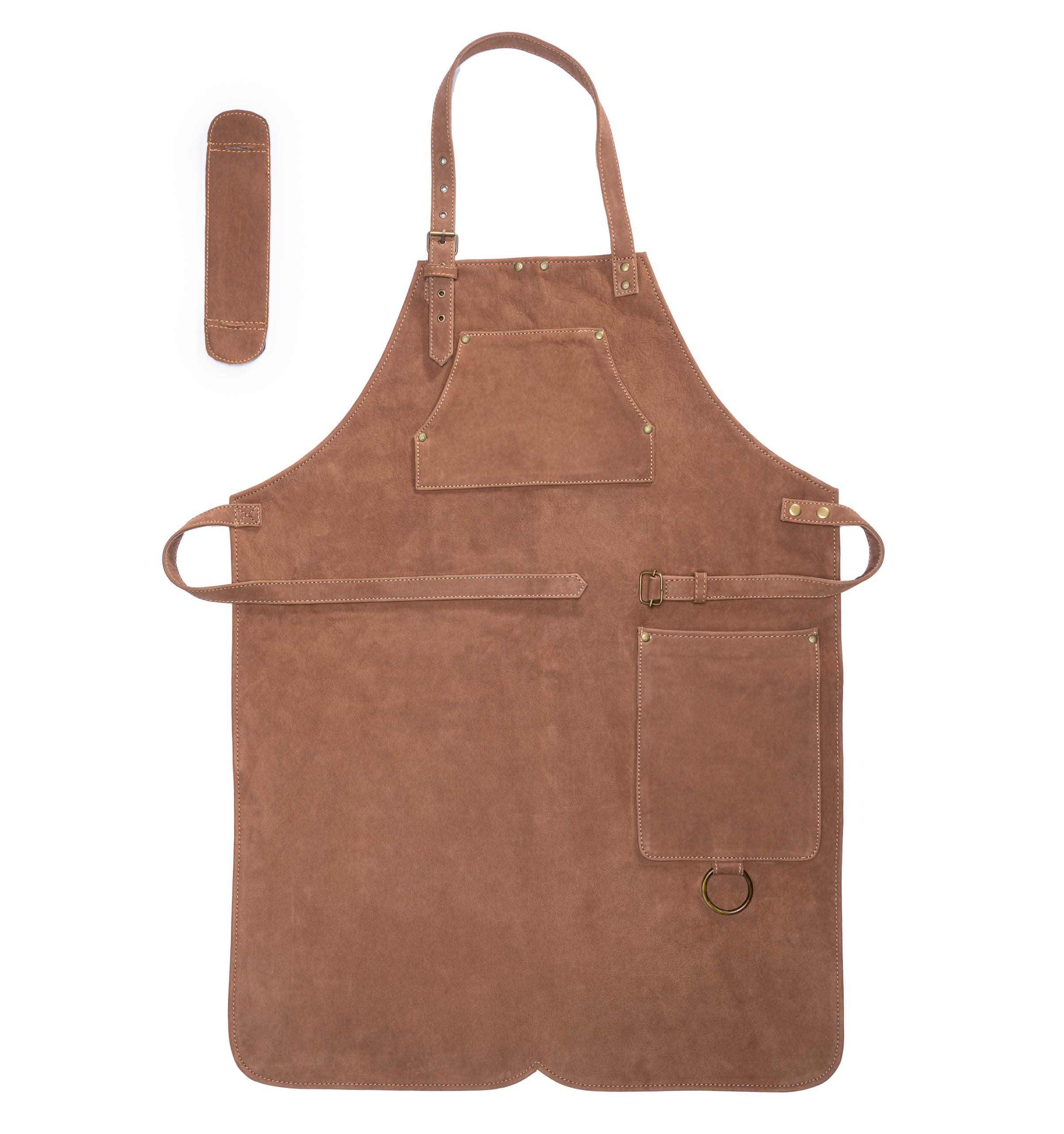Angus Stoke Premium Leather Apron Henry Full Leather Barbecue Apron One Cut Vintage Leather Apron BBQ & Kitchen Henry (One Size, Brown)