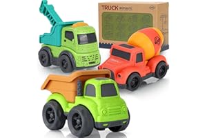 UOYLEYVN Toddler Cars Toys for 1 2 3 Year Old Boy, 3 in 1 Dump Truck Mixer Cement and Crane Toys for Baby Boy Girls, BPA Free, Phthalates Free, PVC, Outdoor Toy for Toddlers 2-4, Easter Birthday Gifts for Kids